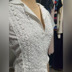 Vintage lily pulitzer white cotton button down collared short sleeve blouse